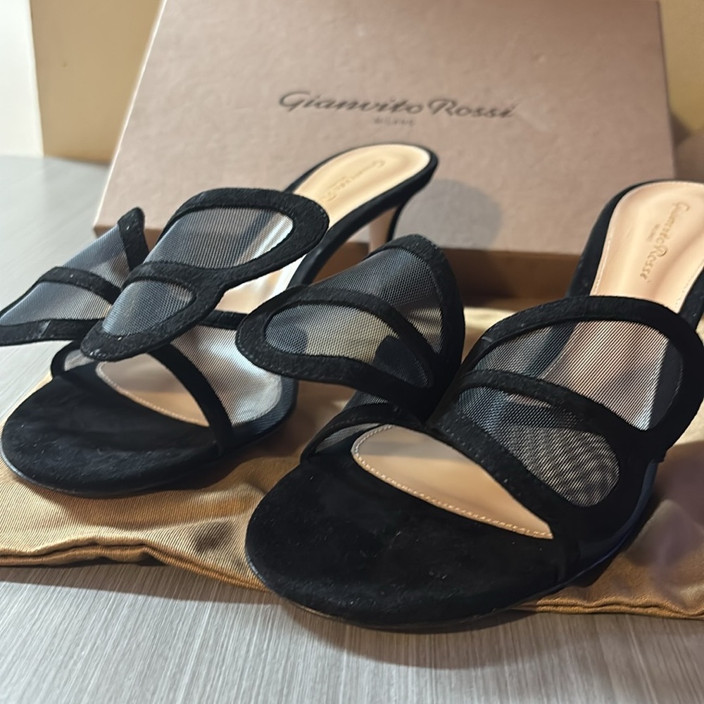 Gianvito Rossi Black Mesh Women's Heels